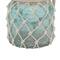 Aquamarine Glass Coastal Candle Holder Lantern, 15" x 7" x 7"